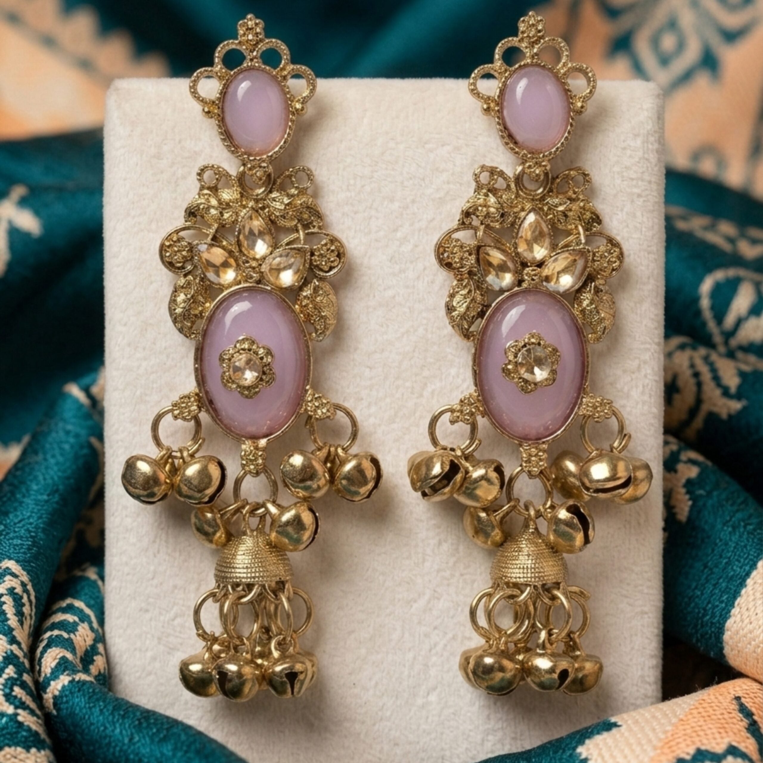 Traditional  Plated Lavender Stone Jhumka Earrings for Women & Girls